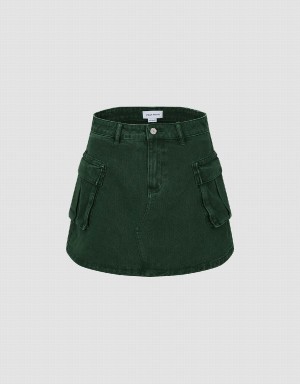 Jupes Urban Revivo Mini A-Line Denim Femme Vert | IYX4042EP