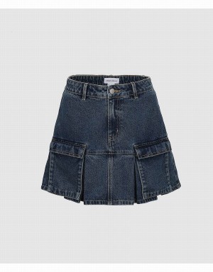 Jupes Urban Revivo Mini A-Line Denim Femme Bleu | IZW10083ZH