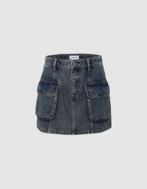 Jupes Urban Revivo Mini A-Line Denim Femme Bleu | NLV2077PY