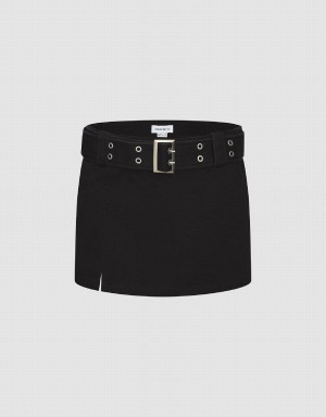 Jupes Urban Revivo Mini A-Line With Belt Femme Noir | BWC10015EV