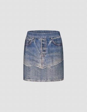 Jupes Urban Revivo Mini Droit Denim Femme Bleu | TWL8531XS