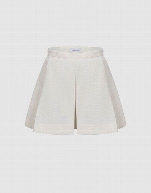 Jupes Urban Revivo Plissé Mini Tricoté A-Line Femme Blanche | IRN226NK