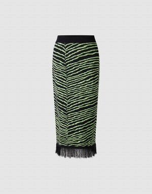 Jupes Urban Revivo Rayé Tricoté Femme Vert Noir | AKF6923RK