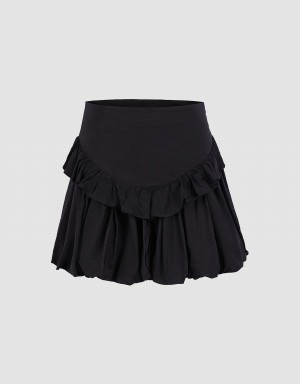 Jupes Urban Revivo Ruffled Ruched Femme Noir | ERT4173IG