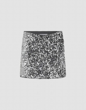 Jupes Urban Revivo Sequins Mini Mince Femme Grise | GYD3667SX