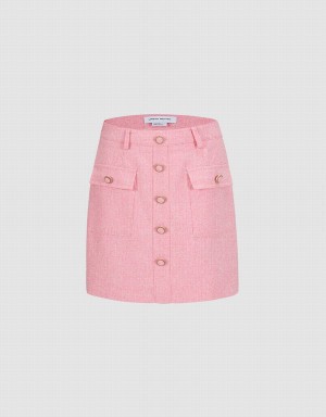 Jupes Urban Revivo Textured With Buttons Femme Rose | FBM1195YS