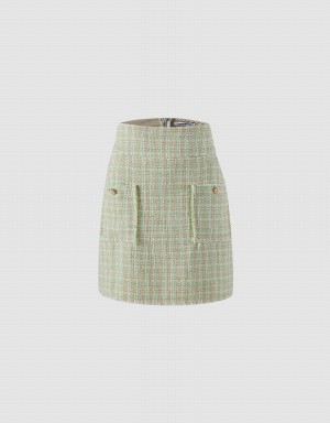 Jupes Urban Revivo Tweed With Pockets Femme Vert Multicolore | IHA3785NZ