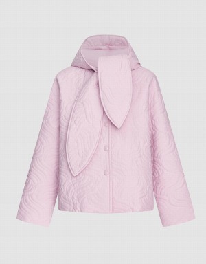 Manteaux Urban Revivo Tie Front Encapuchonné Textured D'hiver Femme Rose | YGP2235AF