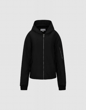 Manteaux Urban Revivo Zippé Front Encapuchonné Rembourré Femme Noir | SDS2840XP