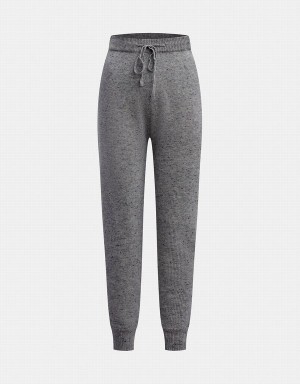 Pantalon Urban Revivo Drawstring Flecked Tricoté Joggers Femme Grise Clair | DLK2134CV