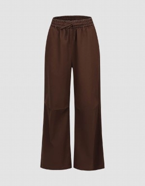 Pantalon Urban Revivo Drawstring Taille Larges-Leg Femme Marron | HWB8157CU