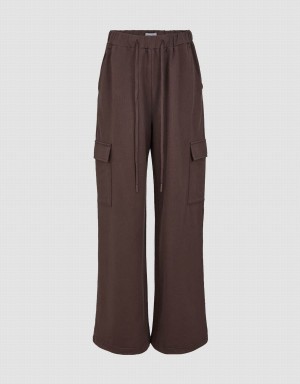 Pantalon Urban Revivo Drawstring Taille Tricoté Droit Femme Marron | YLE391UZ