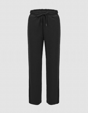 Pantalon Urban Revivo Drawstring Taille Tricoté Droit Femme Grise Foncé | JYJ2968CU