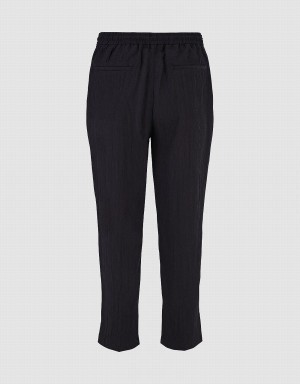 Pantalon Urban Revivo Drawstring Taille Textured Droit Homme Noir | NZV5239FH