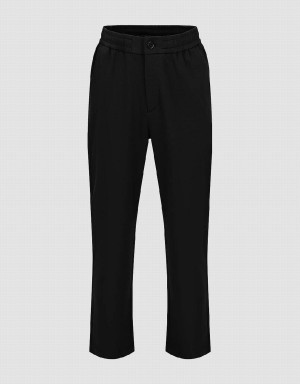 Pantalon Urban Revivo Drawstring Taille Tricoté Carrot Fit Homme Noir | IMG705ZP