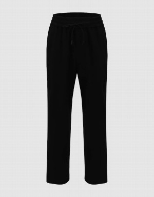 Pantalon Urban Revivo Drawstring Taille Tricoté Carrot Fit Homme Noir | BJO7271QV