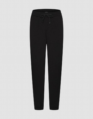 Pantalon Urban Revivo Drawstring Taille Tricoté Carrot Fit Homme Noir | NBD1591JL