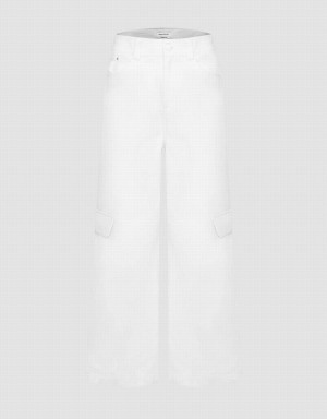 Pantalon Urban Revivo Droit Femme Blanche | CBB5553HW