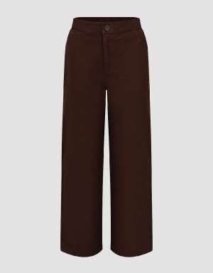 Pantalon Urban Revivo Droit Femme Marron Foncé | KEK5812HM