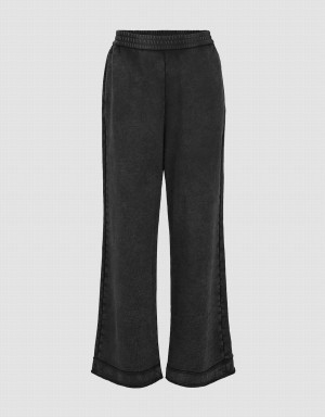 Pantalon Urban Revivo Elastic Taille Tricoté Larges-Leg Femme Grise Foncé | YFJ654HE