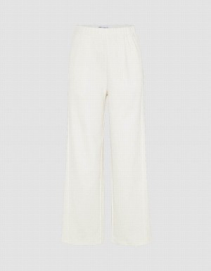 Pantalon Urban Revivo Elastic Taille Tricoté Larges-Leg Femme Blanche | JSU3439IB