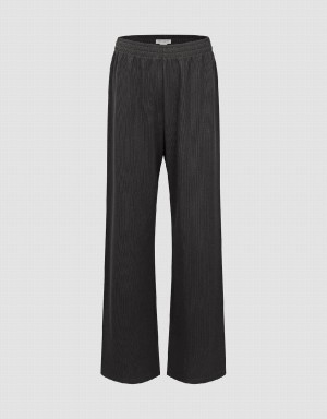 Pantalon Urban Revivo Elastic Taille Tricoté Droit Femme Noir | YCS1633IT