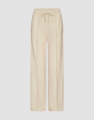 Pantalon Urban Revivo Elastic Taille Woolen Droit Femme Rose Blanche | YUK10044ZX