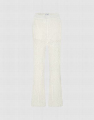 Pantalon Urban Revivo Flare Tricoté Femme Blanche | ONM3418DD