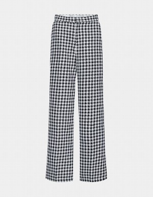 Pantalon Urban Revivo Houndstooth Pattern Larges Leg Femme Blanche | JQO5695YY