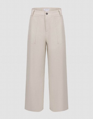 Pantalon Urban Revivo Larges-Leg Femme Blanche | ZVC3670VS