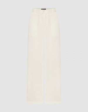 Pantalon Urban Revivo Larges-Leg Femme Blanche | LIH9836HX