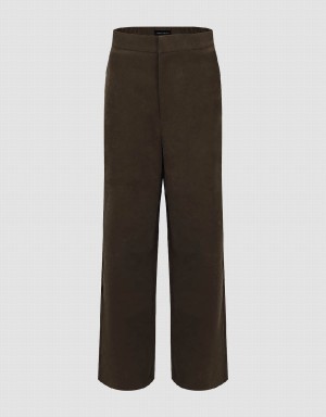 Pantalon Urban Revivo Larges-Leg Femme Marron | ZGW9648LJ