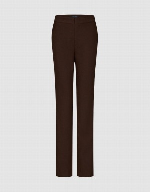 Pantalon Urban Revivo Mince Droit Femme Marron | SUX835JA