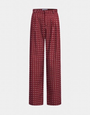 Pantalon Urban Revivo Polka Dot Larges Leg Femme Rouge | PZQ5935PC