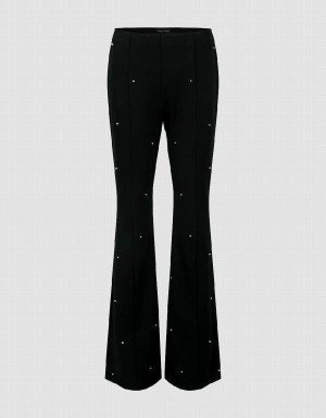 Pantalon Urban Revivo Rhinestone Decor Flare Femme Noir | IDY3050BK