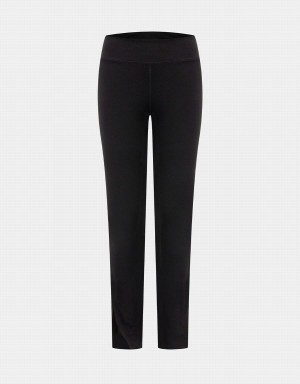 Pantalon Urban Revivo Split Hem Stretch Tricoté Long Mince Femme Noir | TGD10015YN