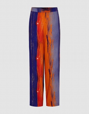 Pantalon Urban Revivo Sunset Printed Larges-Leg Femme Multicolore | YPY1982MS