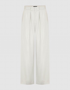 Pantalon Urban Revivo Tailored Droit Femme Blanche | QLZ1494GA