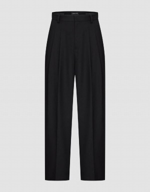 Pantalon Urban Revivo Tailored Larges-Leg Femme Noir | YGZ953JI