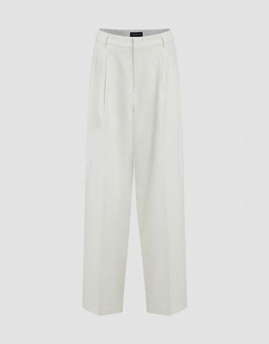 Pantalon Urban Revivo Tailored Larges-Leg Femme Blanche | ILQ18100XA