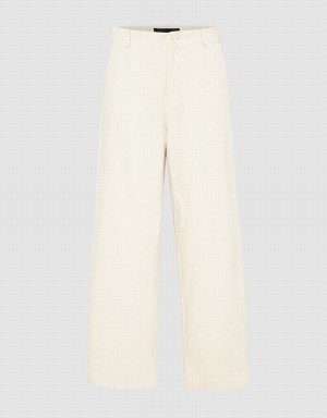 Pantalon Urban Revivo Textured Larges-Leg Femme Blanche | XLJ4131GW