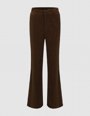 Pantalon Urban Revivo Tricoté Flare Femme Marron Foncé | OQX2846RA