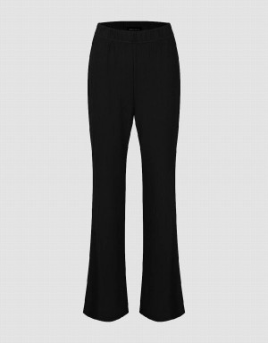 Pantalon Urban Revivo Tricoté Flare Femme Noir | GYC8098ZN