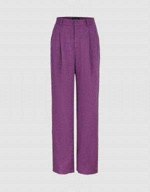 Pantalon Urban Revivo Woven Larges-Leg Femme Violette | KEA5922TK