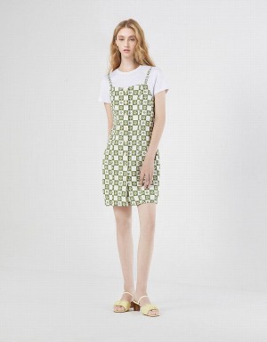 Peignoir Urban Revivo 2 In 1 Checkered Floral Denim Femme Vert | TAL7133ME