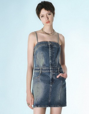 Peignoir Urban Revivo Cami Denim Femme Bleu | WTS654SQ