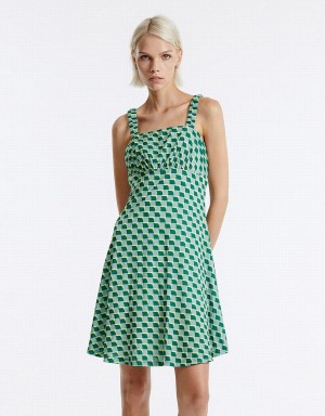 Peignoir Urban Revivo Checkered Knit Femme Vert | DTV5297FH