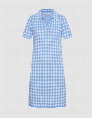 Peignoir Urban Revivo Checkered Tricoté Mini Checkered Femme Bleu | OVK4436YC