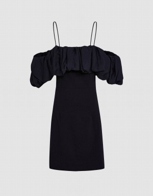 Peignoir Urban Revivo Contrast Ruffle Mini Femme Noir | IPF178RP