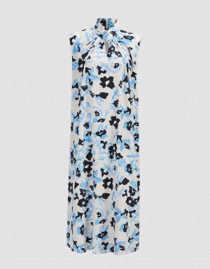 Peignoir Urban Revivo Cut Out Floral Print Sans Manches Femme Bleu | PHC5026LU